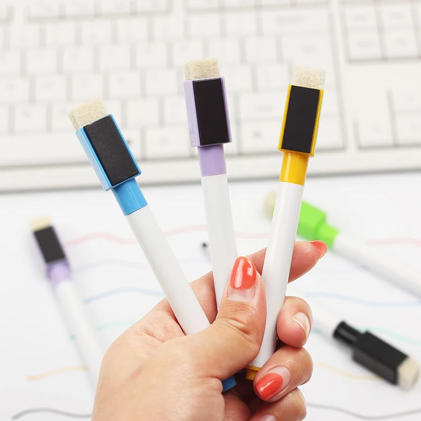 

6 PCS/Lot Coloured Ink Whiteboard Marker Pen Set With Eraser Marker Pen Children Kids Stationery Gift Erasable Marker Pen