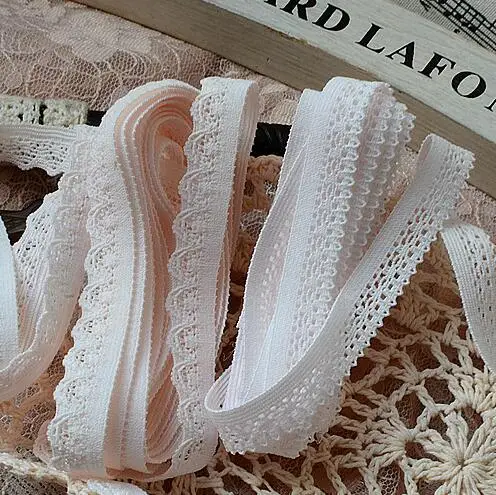 5 Meters High Quality Light Pink Elastic Lace Trim Ribbon For Sewing Crafts Decoration Lace Handmade Accessories DIY