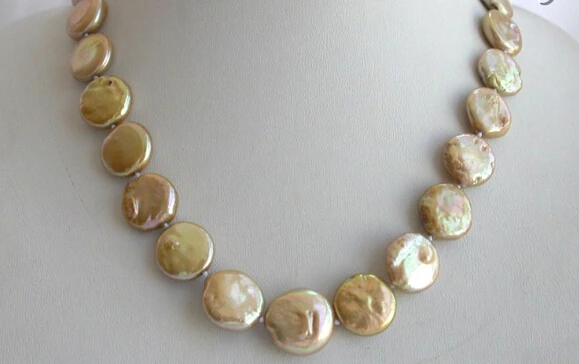 

Miss charm Jew1369 stunning big 16mm round champagne freshwater cultured pearl necklace AAA