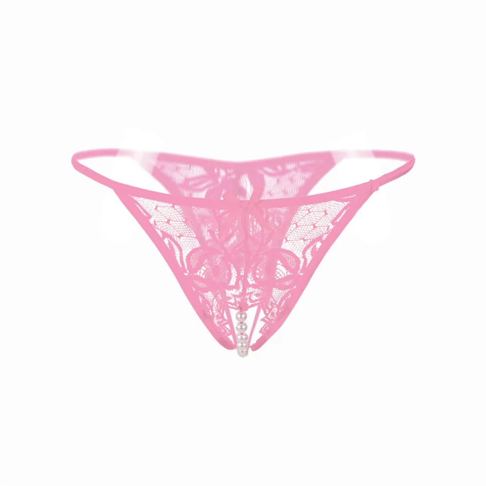 

hot underwear women hollow out Lace Crotchless Panties Crotch Thong Pearls lingerie thong culotte femme string sexy