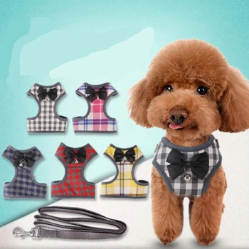

Fashion Dog Harness and Leash Set Pet Cat Vest Harness with Bowknot Mesh Padded for Small Puppy Dogs Chihuahua Yorkies Pug