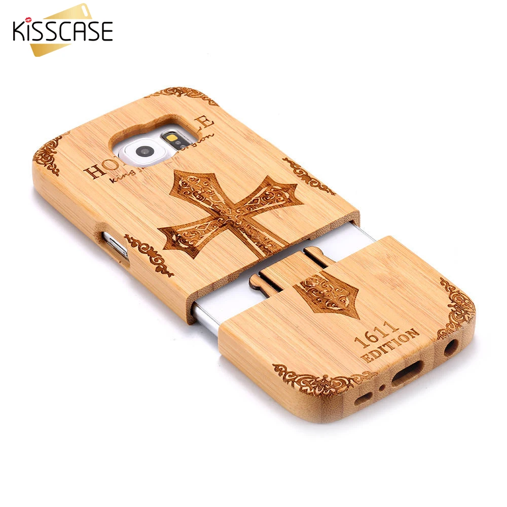 

KISSCASE Natural Wooden Phone Case For Samsung S6 edge Case Cover Retro Wood Combo Cover Fundas Coque For Samsung Galaxy S6 edge