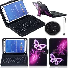 10 inch Universal Tablet Case With Micro USB Keyboard Leather Cartoon Stand Cover Protection Shell For iPad Samsung Tablets Case