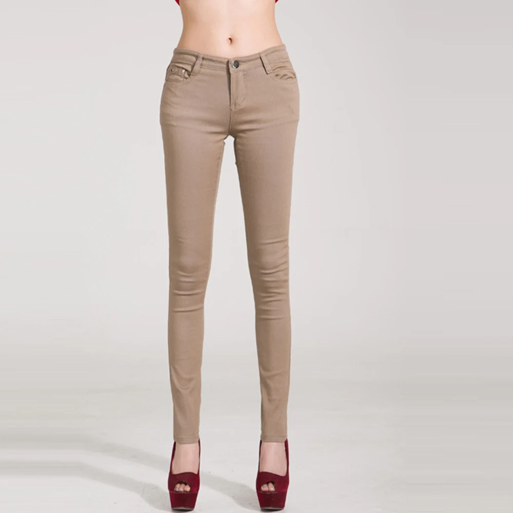 Брюки женские повседневные узкие женские брюки узкие Стрейчевые белые джинсы pantalones mujer - Цвет: khaki