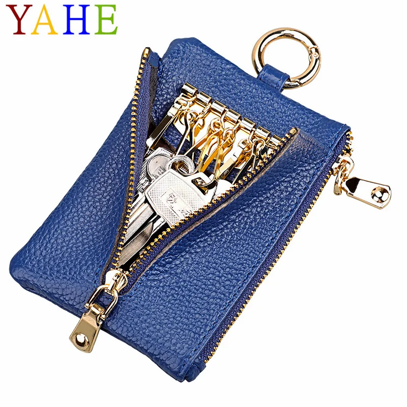 YaHe Multifunction Key Holder Wallets Genuine Leather Key Organizer