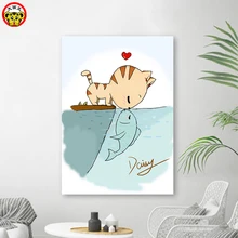 Diy цифровая картина маслом мультяшная кошка Piscine Illustrator ручная роспись наполнение цвет живопись маслом