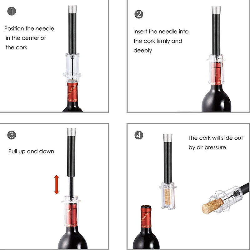 1 шт. открывалка для бутылок Барные аксессуары Алюминий трубки штопор Корк Кухня Инструменты удаления легкого воздушного насоса Давление