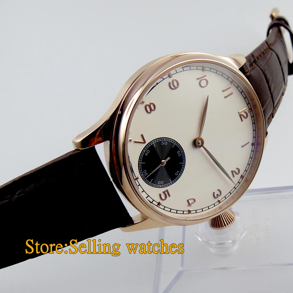 

Corgeut 44mm White Dial Rose Golden case Hand Winding 6498 Men's Watch