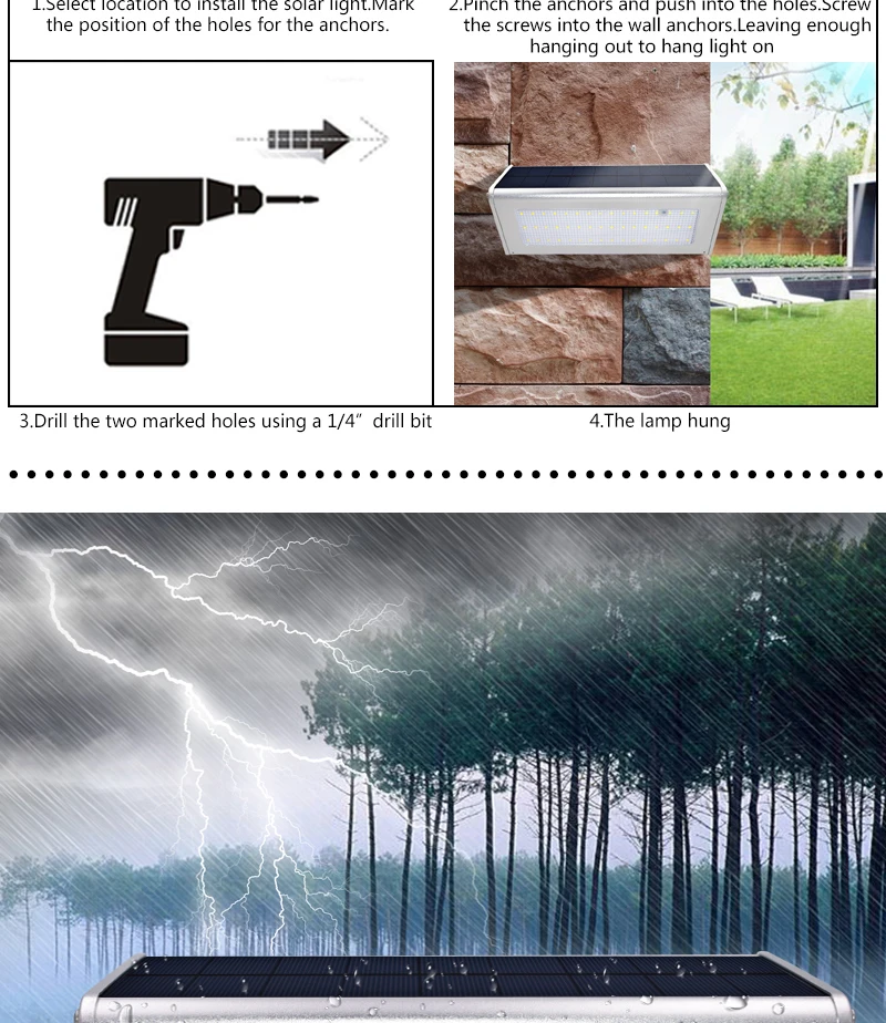 Upgraded Radar Motion Sensor 48LEDS 800lm Aluminum Solar Lamp Garden Home Outdoor Wall Light Waterproof Lighting Lights Lamps solar stake lights