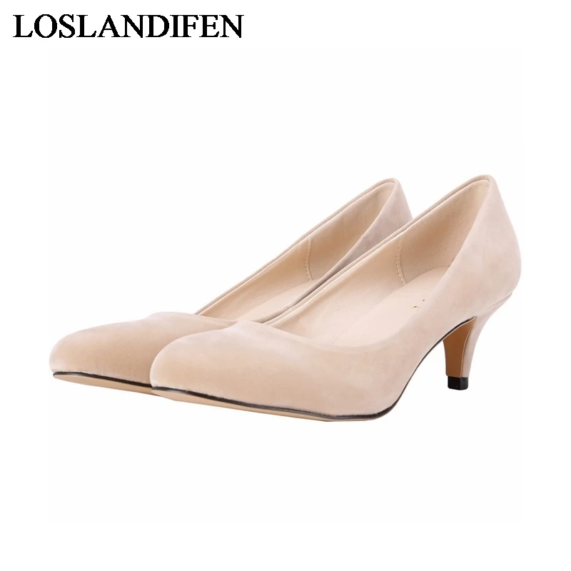 

New Women Thin Heel Pumps Fashion Red Green High Heels Women Work Shoes Flock Classic Office Heels Ladies Shoes NLK-C0043