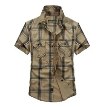 Модная летняя рубашка, короткий рукав, плед рубашки для мужчин, клетчатые хлопковые рубашки, военная Роскошная брендовая одежда, кардиган, большие размеры M-5XL