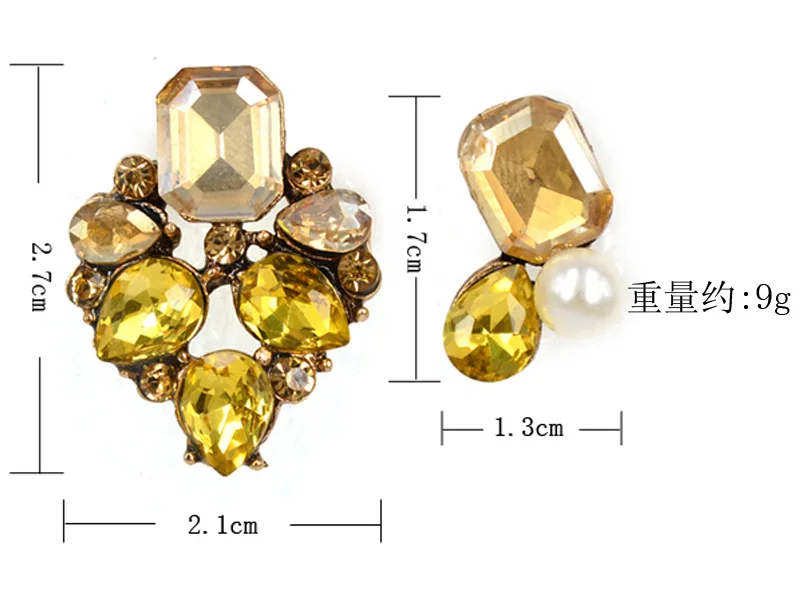 New Grade Crystal Earrings Fashion Personality Korean Zircon Earrings Asymmetric Factory outlets