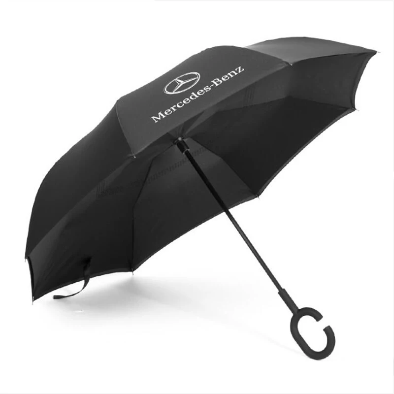 

Creative car logo Mercedes umbrella long handle reverse umbrella 8 bone C-type handle double windproof umbrella