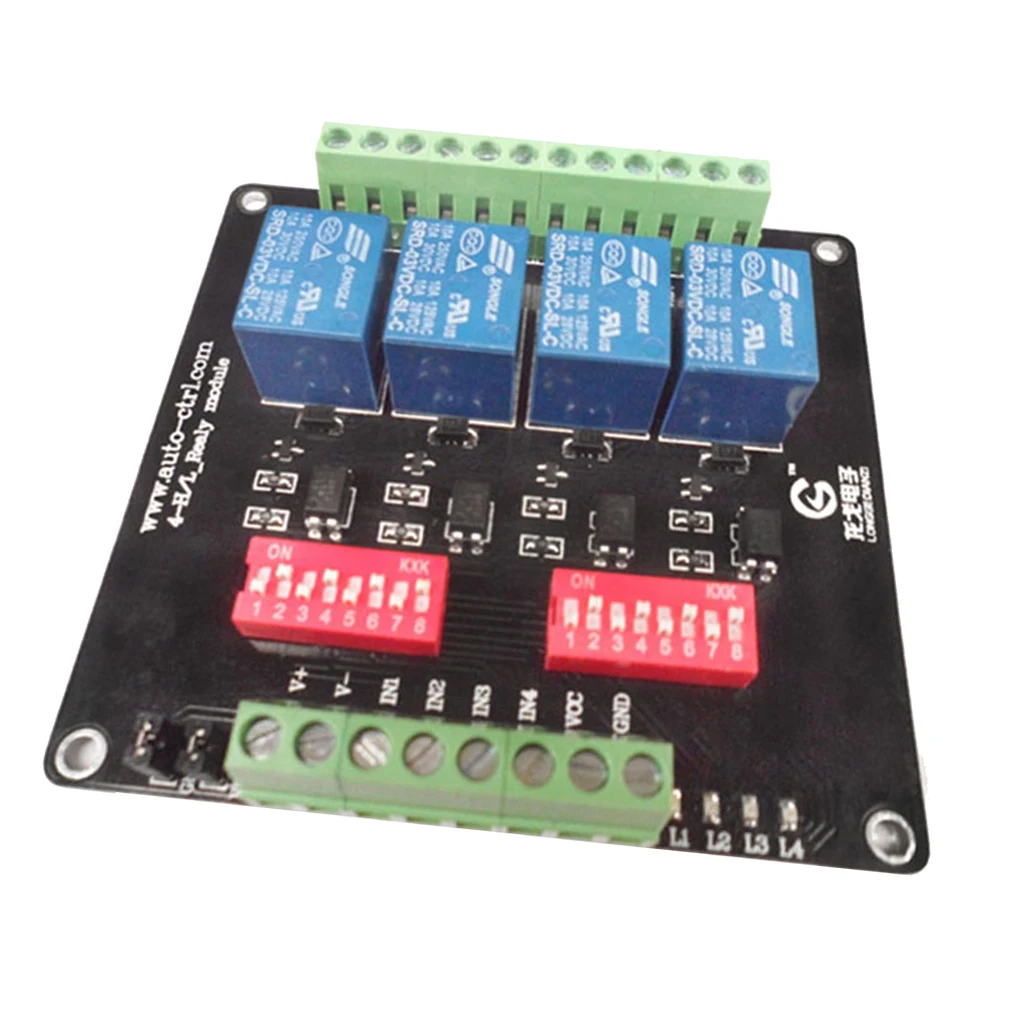 4-Channel 3V/5V/12V/24V Relay Board Module with Optocoupler High / Low Level