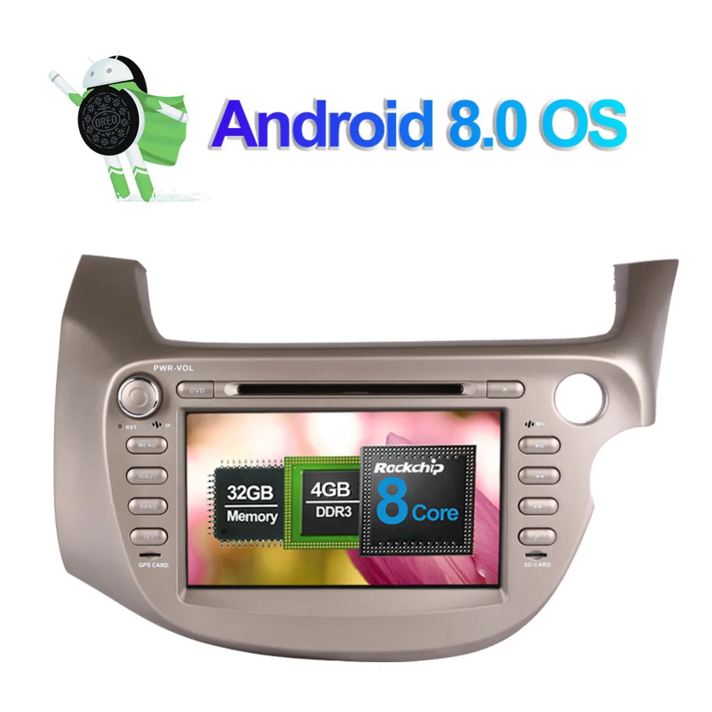 Discount 2 Din 4GB RAM Android 8.0 Octa Core Car Auto Radio Stereo For Honda Fit/Jazz Right Hand Driving 2007-2013 GPS Navigation WIFI 2