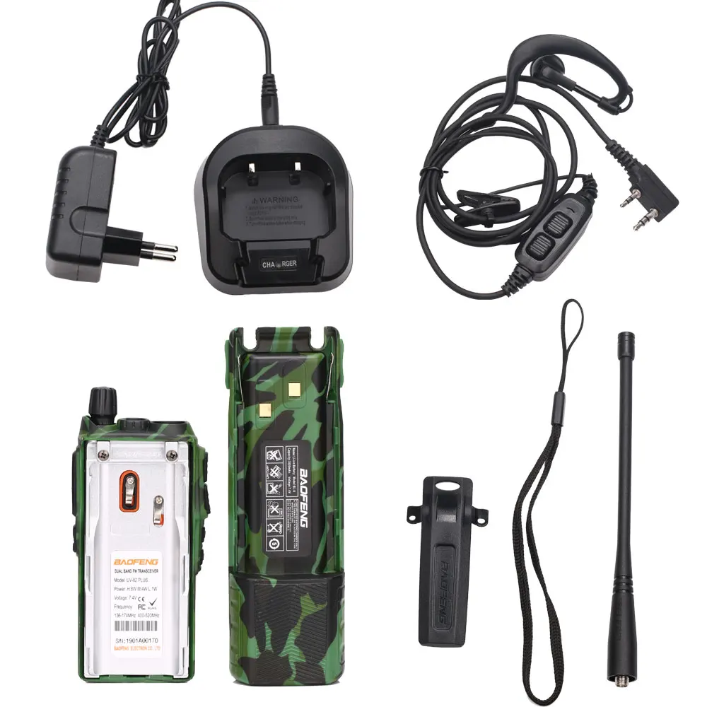 Baofeng UV 82 Plus Walkie Talkie 8 Вт Мощный аккумулятор 3800 мАч с разъемом постоянного тока