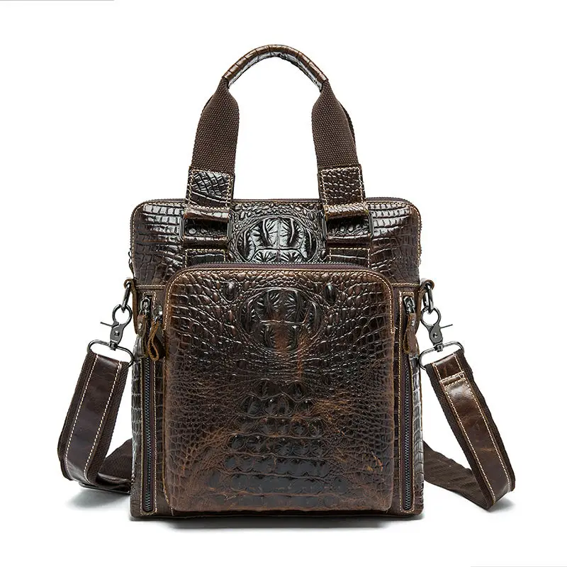 

SFPEAK Brand Men's Genuine Leather Business Bag 2016 Men Shoulder Bags High Quality Male Handbags For Men crocodile embossed 506