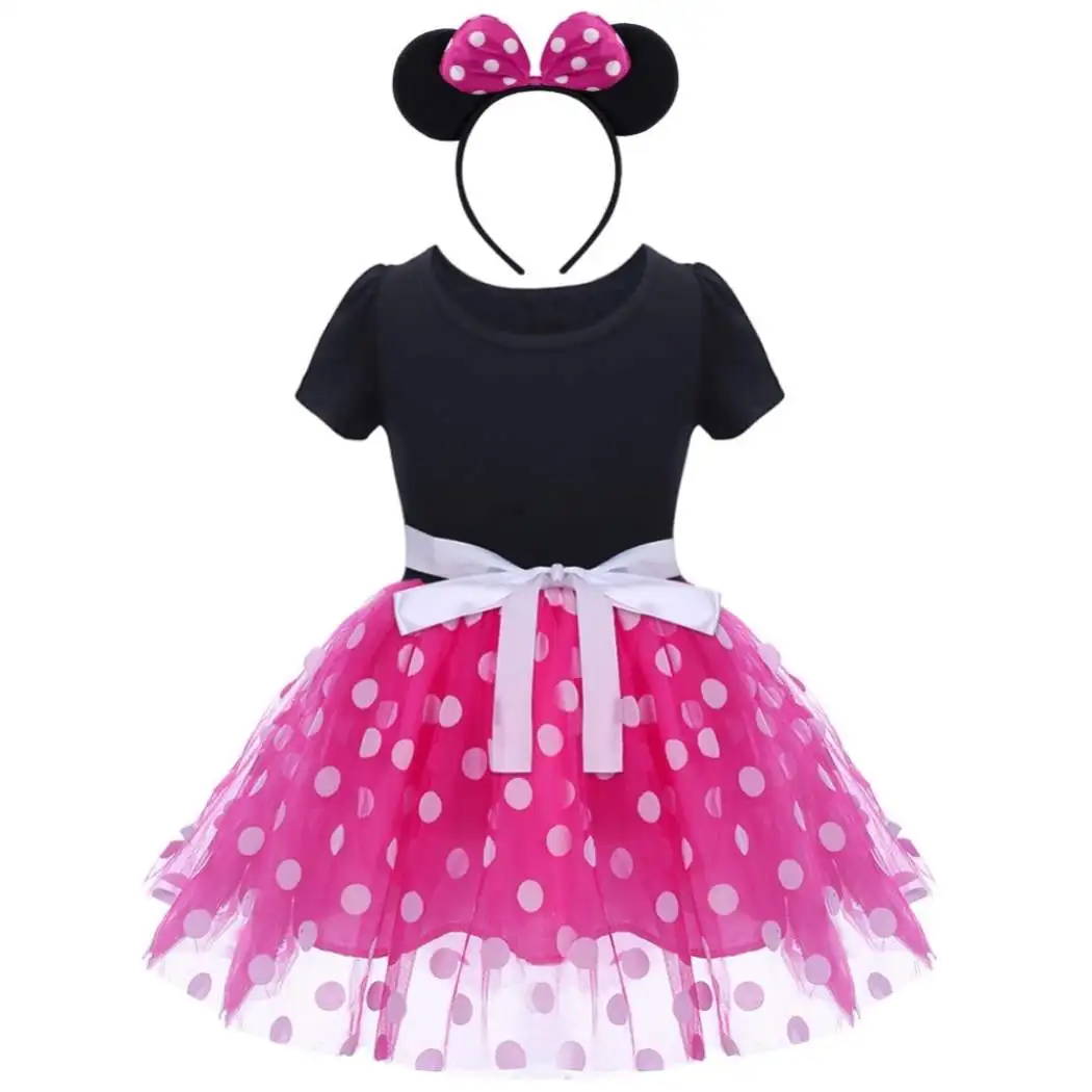 children dress Toddler Girls Minnie Dresses with Headband Casual Polka Dot Casual Clothing Frocks Kids Birthday Party Minnie and Mickey Costume baby dresses cheap Dresses