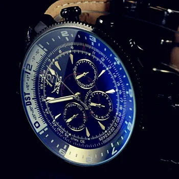 

Luxury Brand Jaragar Mens Automatic Watch Date Week Display Leather Mechanical Wristwatch Male Business Clocks Relogio Masculino