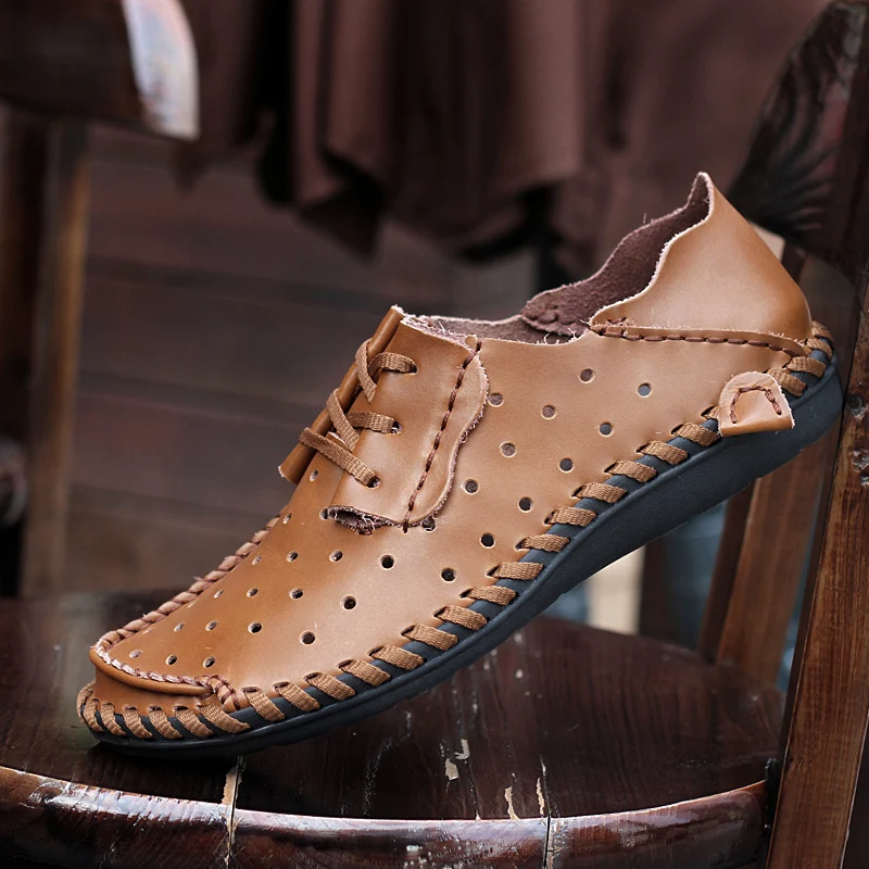 

GUDERIAN Plus Size 38-50 Mens Genuine Leather Sandals Summer Men Shoes Outdoor Beach Sandals For Men Casual Shoes Heren Sandalen