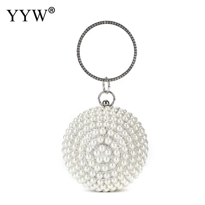 

Mini Ladies Handbag Round Ring Handle Hand Bag Wedding Small Purse Wallet Luxury Clutch Diamonds Pearl Mini Tote Evening Party