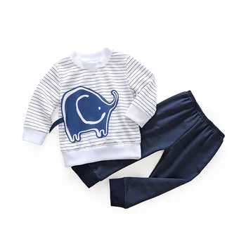 

Hot selling autumn baby clothing set fashion long-sleeved elephant Top+pants suit 2pcs newborn baby boy clothes pajamas