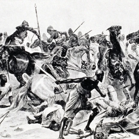 Charge Of The 21St Lancers At Omdurman After Drawing By R. Caton Woodville In