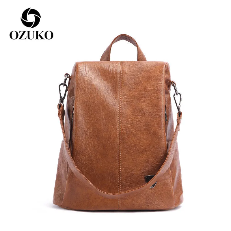 

OZUKO Fashion Soft Leather Backpack Women 2018 Ladies Anti Theft Travel Backpack Rucksack Mochila Feminina
