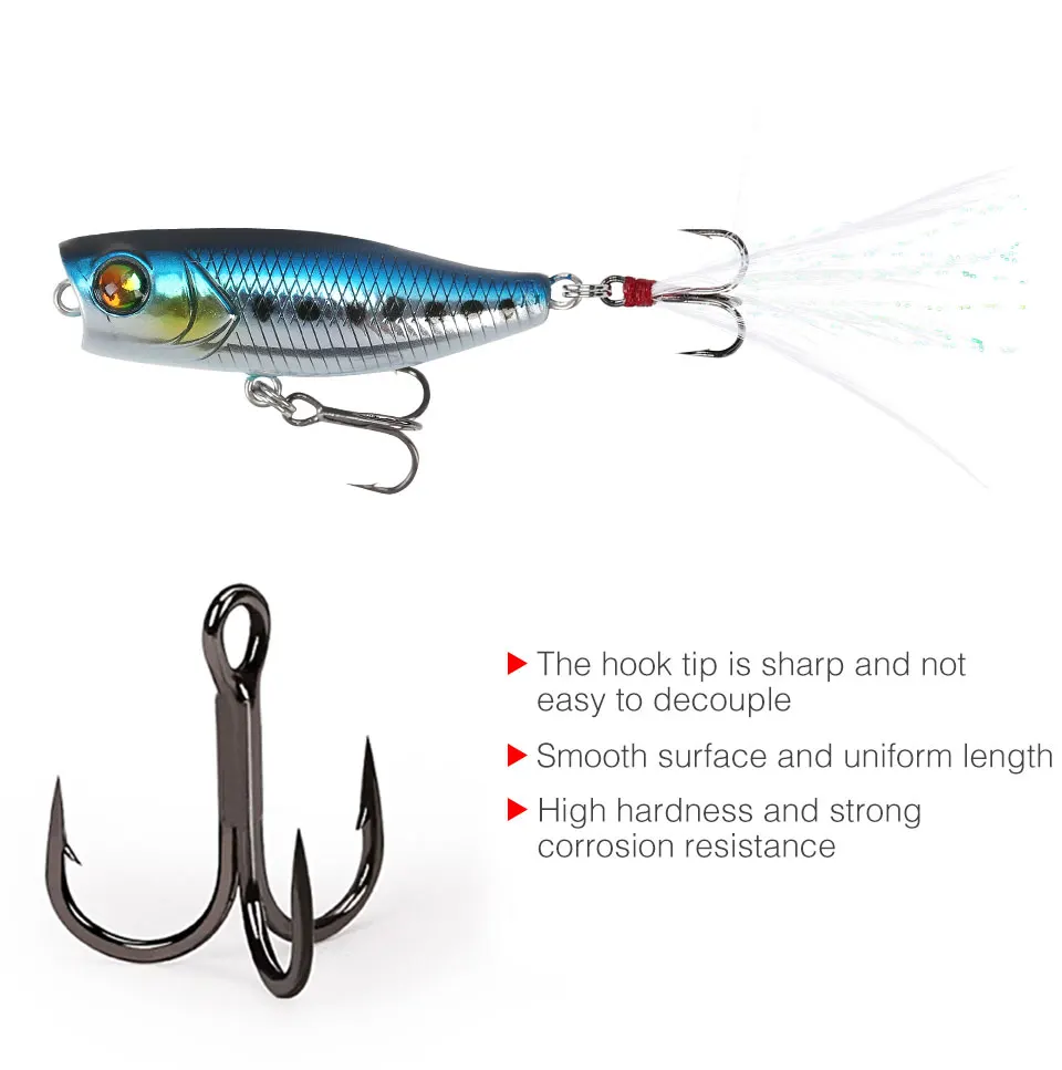 Iscas de Pesca Equipamento de Pesca Tsurinoya Lote Dw55 Mini Popper Isca Top Água 40mm 3g 6 Pçs - 7 Iscas artificiais