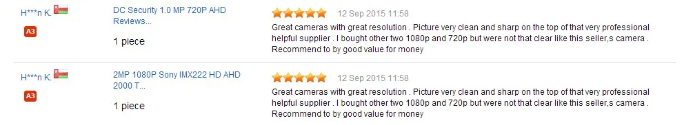 Comment for AHD Camera