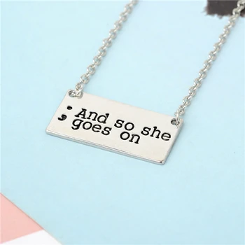 

50pcs Hot Sale Geometric Semicolon Alphabet Necklace Jewelry And so she goes on. Handmade Letter Inspirational Female Necklace