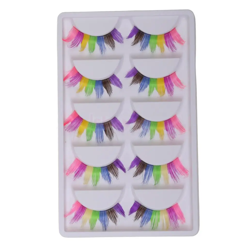 

5 Pairs Fashion Colourful False Eyelashes Eye Lashes for Costume Party