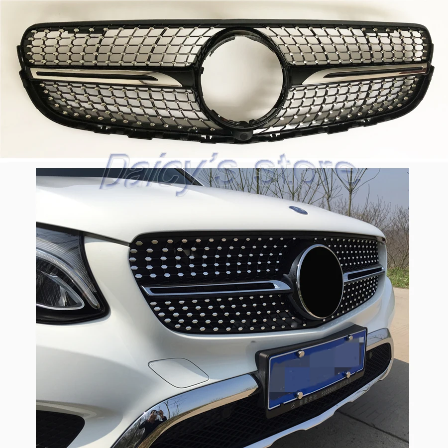 Алмазная решетка для Mercedes Benz GLC Class W253 X253 GLC43 GLC200 GLC250 GLC300 GLC450 черная или серебристая