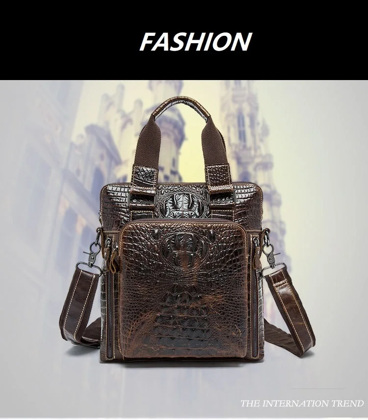 crocodile Genuine Leather Bag Men Bag Cowhide Men Crossbody Bags Men's Travel Shoulder Bags Tote ipad Briefcases Handbag