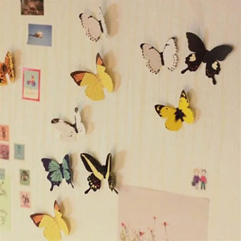 

2017 HOT High Quality 15 Butterfly Three-dimensional Bedroom TV Background Wall Sticker Mural Dropshipping 12.10 wh