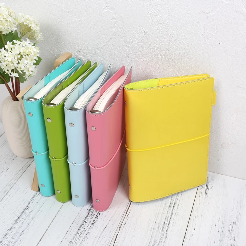 

A5 A6 Strap Looseleaf Personal Handbook Square Notebook Multicolor Notebook 6 hole Clip Notebook Learning Notebook Travel