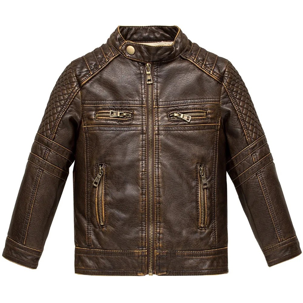 

Kids Coats 2018 Winter Warm Plus Velvet Fur Pu Leather Jacket for Boys 3-11Y Children Retro Motorcycle Leather Jackets Baby Coat