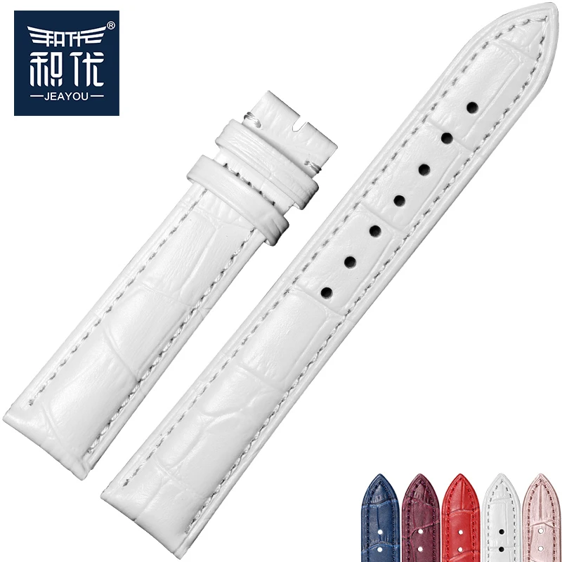 

JEAYOU Hot Sell Leather Watch Bracelet For Women For Tissot/Mido/Casio White/Red/Pink/Blue/Purple /14/16/18/20mm Without Buckle