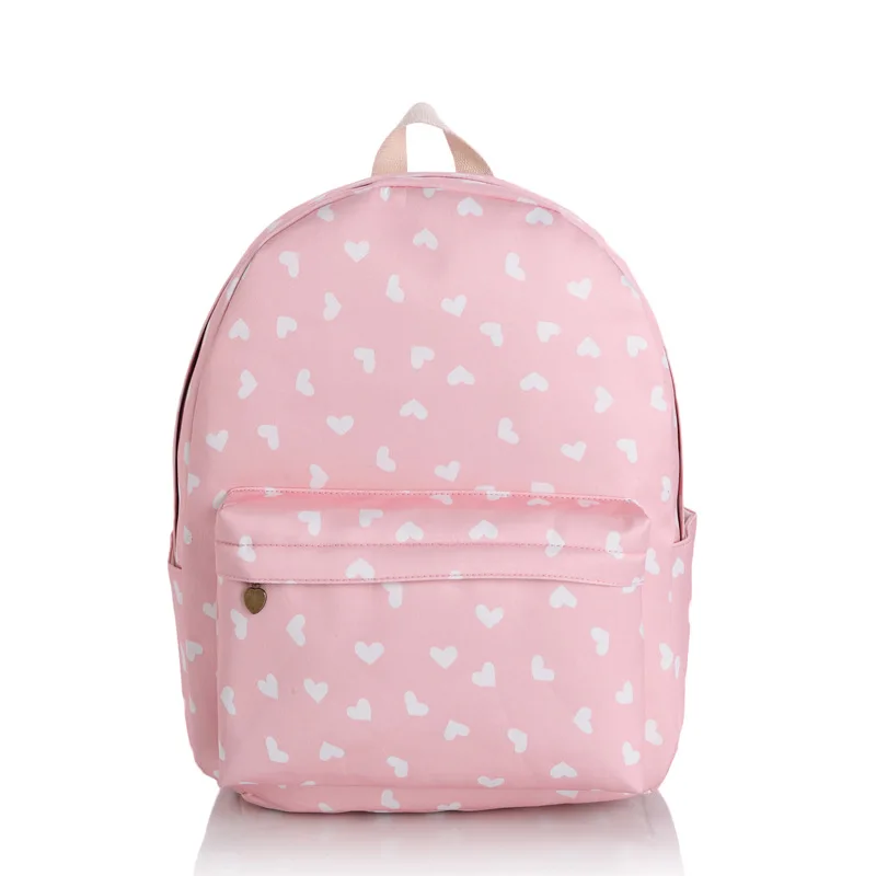 

New Sweet Pink Heart Backpack Casual Fashion Korean Student Schoolbag Canvas Backpack