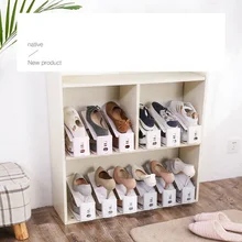 Junejour Durable Adjustable Shoe Organizer Footwear Support Slot Space Saving Cabinet Closet Stand Shoes Storage Rack Shoe Box