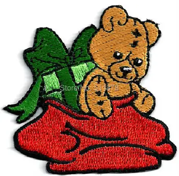 

Christmas Teddy in Christmas Bag TV MOVIE Film Series EMBROIDERED Uniform punk rockabilly applique costume iron on patch