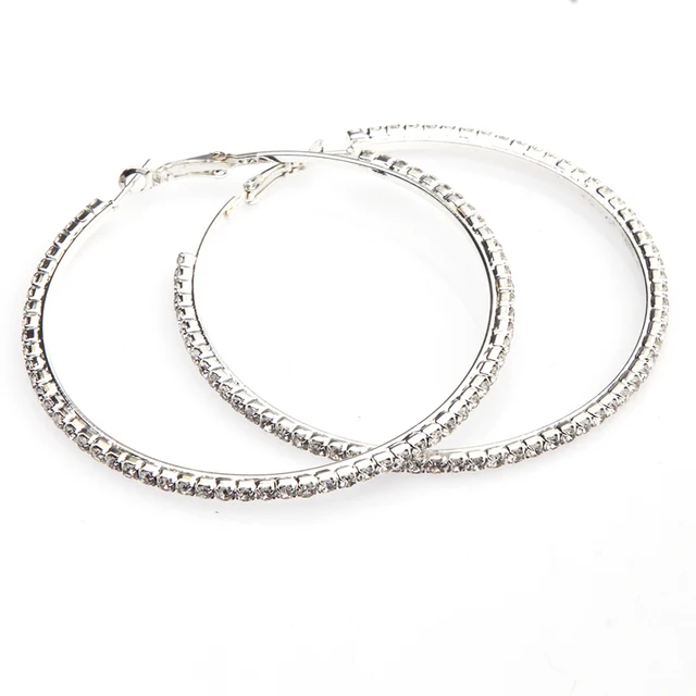 6 Sizes Fashion Luxury Round Drop Circle Earrings Geometric India 6 Sizes Fashion Luxury Round Drop Circle Earrings Geometric India Metal Silver Color Large Small