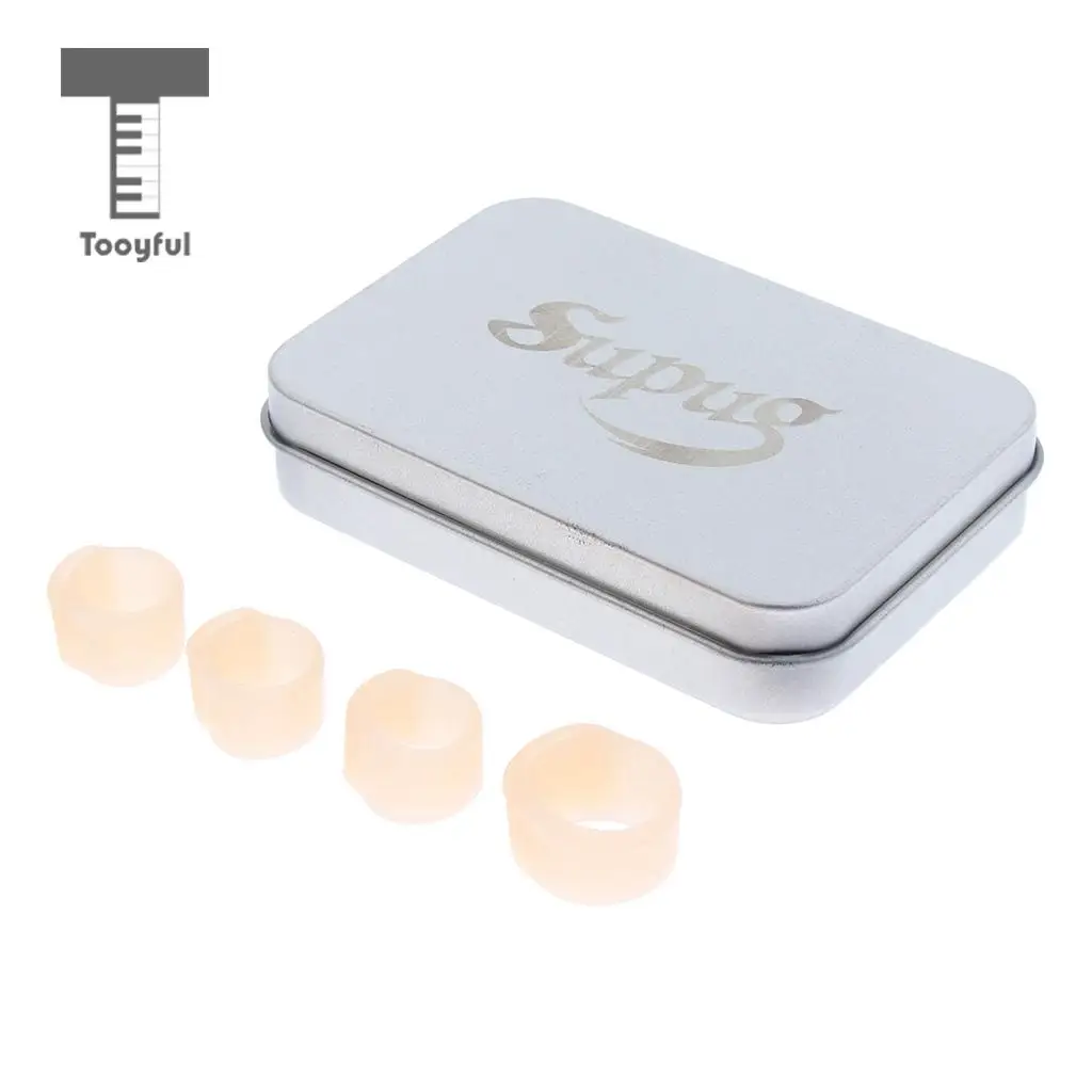 Tooyful 4 Pieces Rubber Right Hand Guzheng Pipa Lute Fingertip Thumb Finger Protector with Storage Case Box for Guzheng-Player