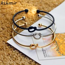 Original design very simple about pure copper casting love knot knot open metal bangle bracelet love