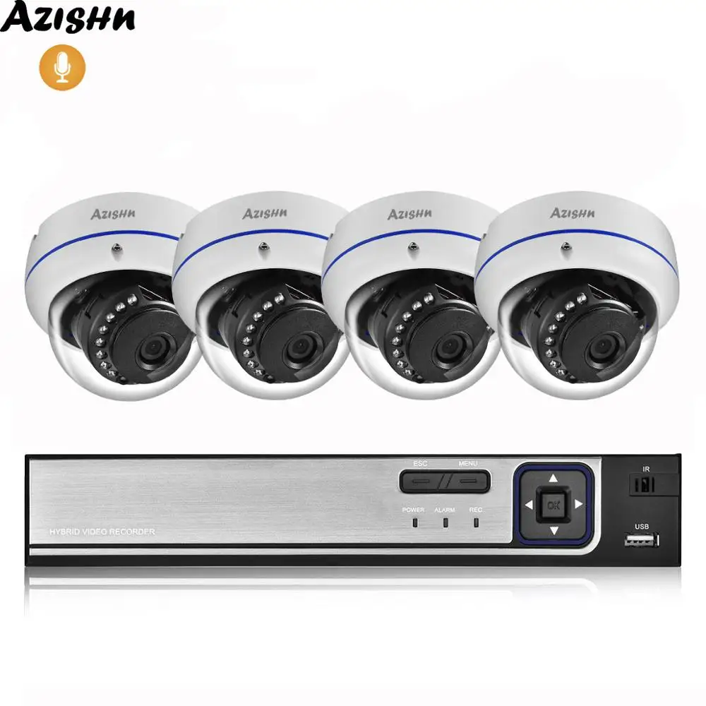  AZISHN 4CH 5MP POE NVR Security System 5MP 4MP 2MP H.265 Audio Record IP Cam IR Night Vision Onvif  - 33041280537