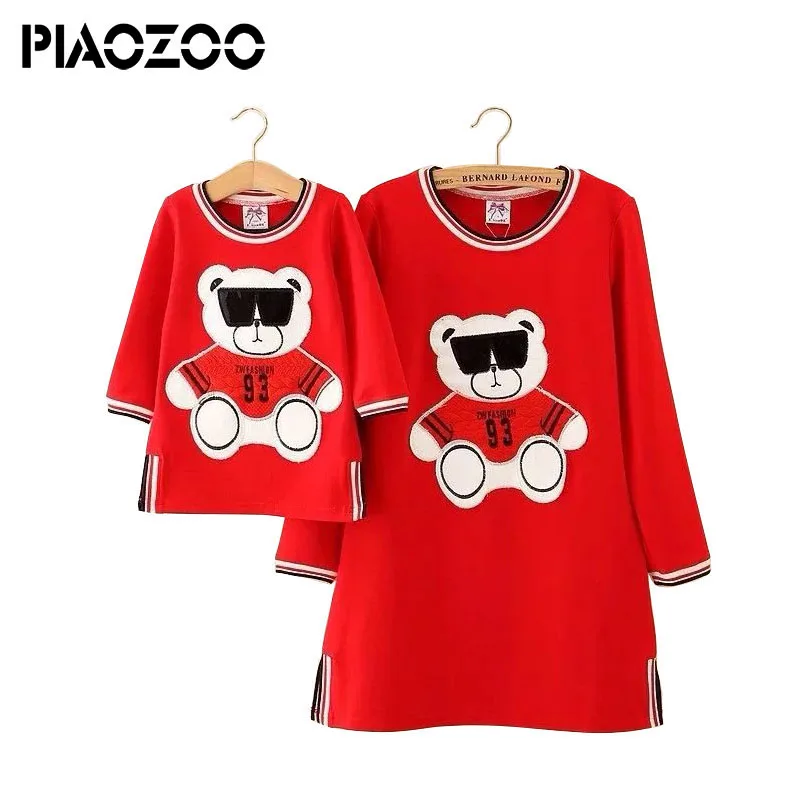 

Mother daughter dresses Family Matching clothes Cute Bear Long sleeve autumn Mom and daughter dress Family look Fashion like mom