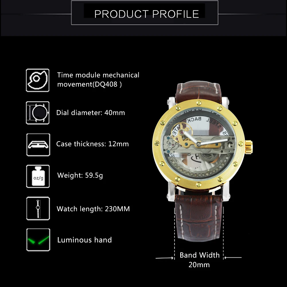 الفائز أعلى العلامة التجارية الفاخرة رجل الساعات الكلاسيكية التلقائي جسر غولدن الميكانيكية ووتش اليابان حركة منحوتة الجلود حزام ساعة