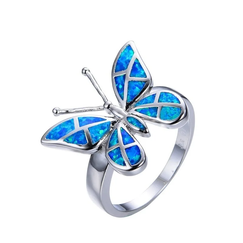 1 Paire Femme 925 Silver Jewelry Butterfly blue fire opal Charme Boucle d'oreille Pendentif ！ 