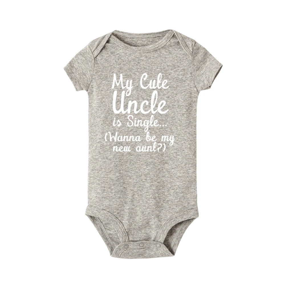Милый хлопковый комбинезон с надписью «My Cute Uncle Is одиночка Wanna Be MY New Aunt» для новорожденных мальчиков и девочек