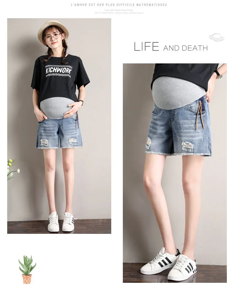 Горячая Распродажа, летние шорты для беременных, джинсовые шорты с высокой талией для беременных женщин, винтажные шорты с карманами для живота, хлопковые короткие джинсы